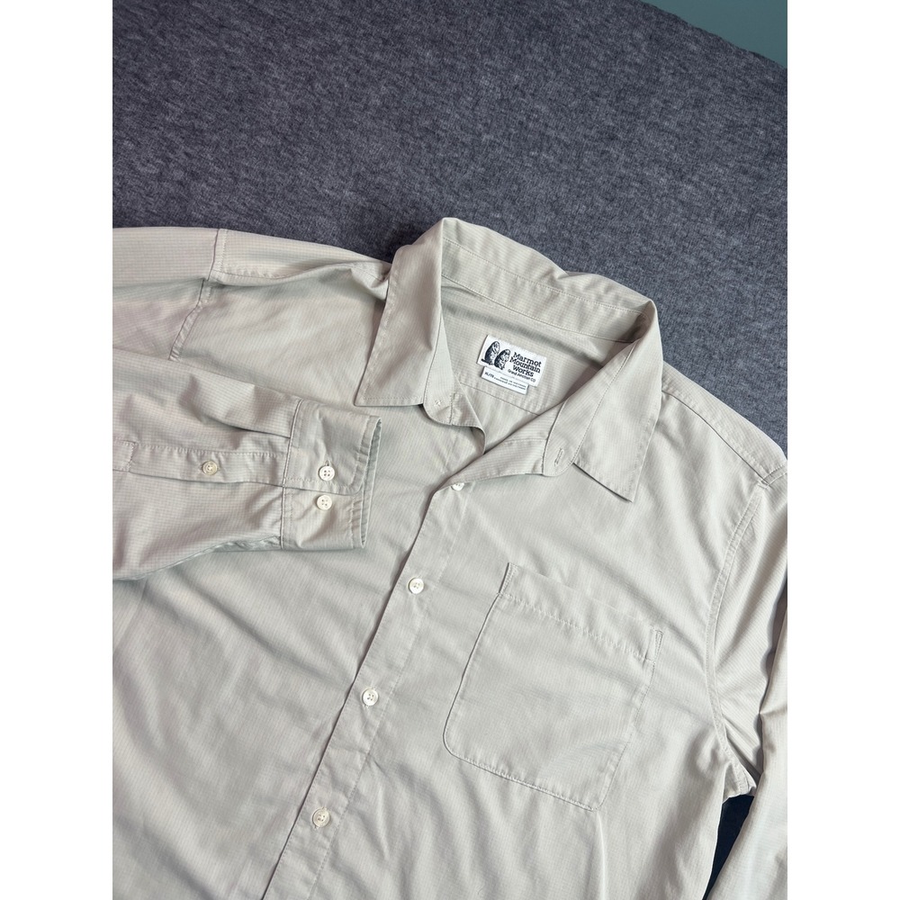Marmot Mountain Works Mens XL Long Sleeve Ripstop Hiking Shirt Beige M114089